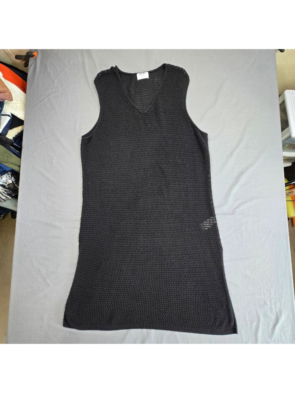 Old Navy XXL Womens Sleeveless Black Crochet Knit Cotton Midi Dress Swim Cover